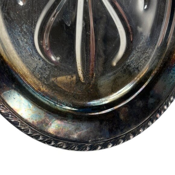 VTG Oneida LTD Silversmiths Silverplated Wm. A. Rogers Tree Footed Oval Platter - Picture 3 of 8